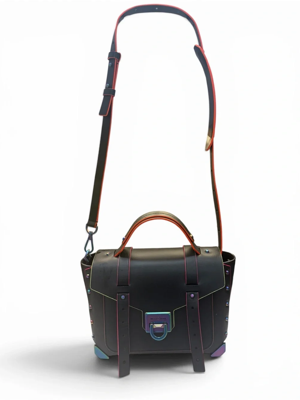 Michael Kors Manhattan Medium Top Handle Satchel | Black Rainbow Hardware | NWOT